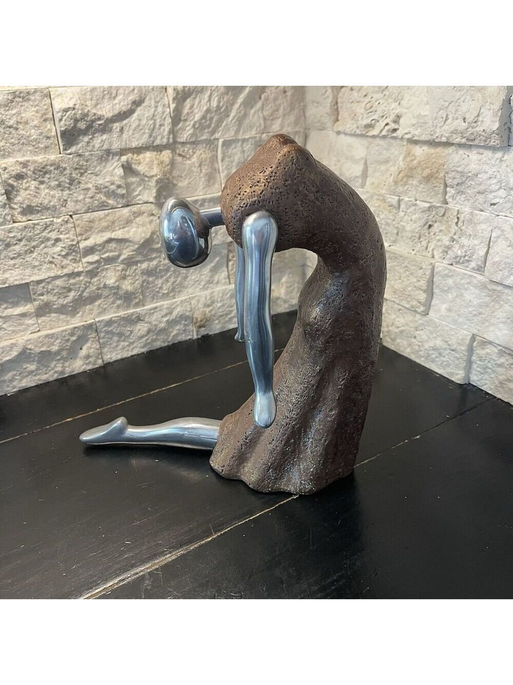 Vintage Modernist/Brutalist Concrete and Stainless Ballerina Statue - Picture 4 of 5